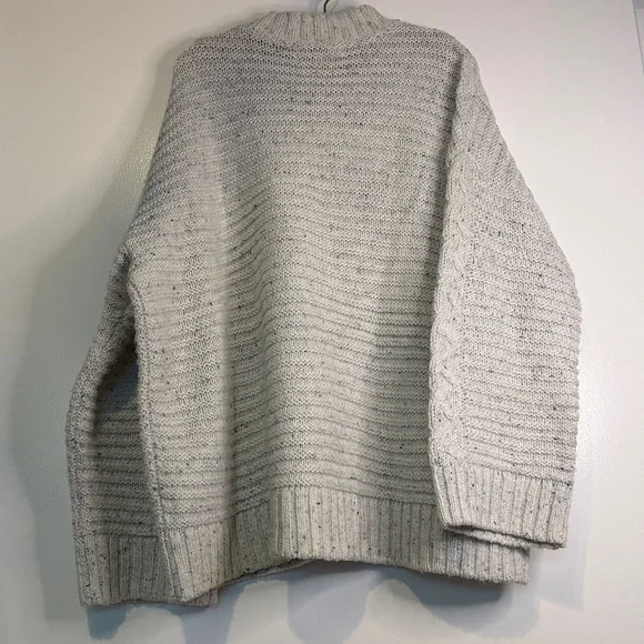 EUC LOFT Flecked Cable Linked Mock Neck Tunic Sweater - Ivory Multi - Picture 7 of 7